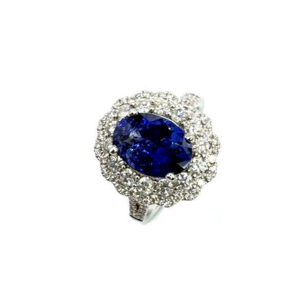 18ct White Gold Sapphire & Diamond Cluster Ring