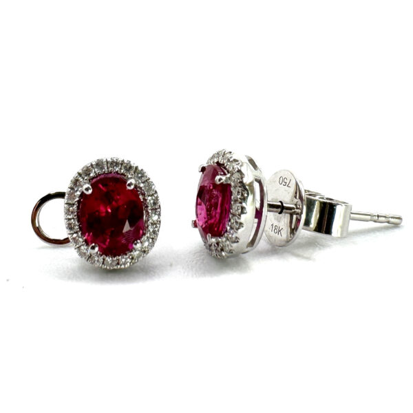 18ct White Gold Ruby & Diamond Earrings