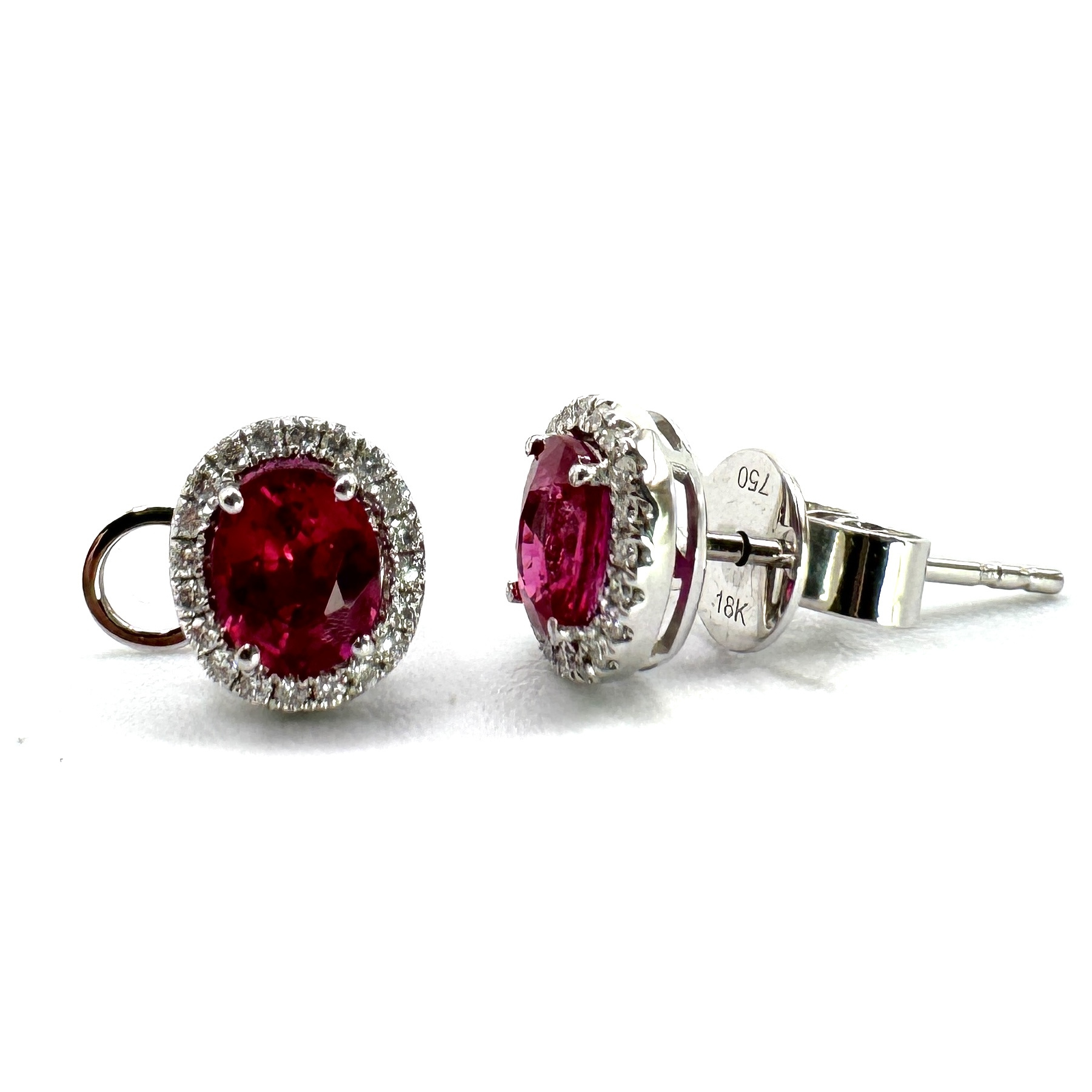 18ct White Gold Ruby & Diamond Earrings