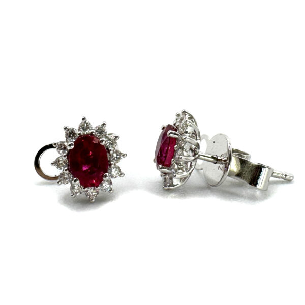 18ct White Gold Ruby & Diamond Earrings
