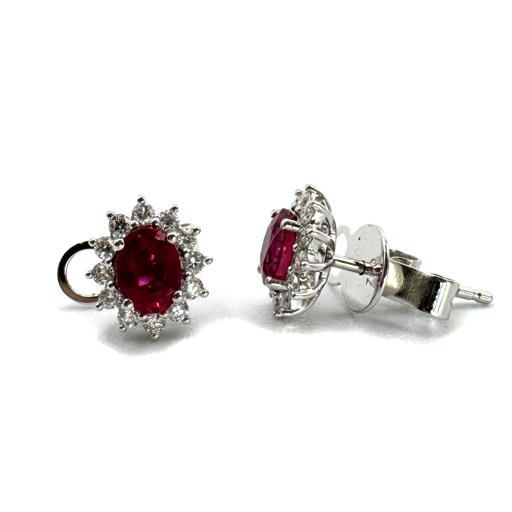 18ct White Gold Ruby & Diamond Earrings