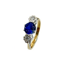 Second Hand 18ct Yellow Gold Platinum Set Sapphire & Diamonds Rings