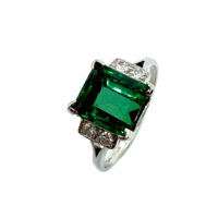 Second Hand Platinum Green Tourmaline & Diamond Ring