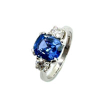 Second Hand 18ct White Gold Cylon Blue Sapphire & Diamond Ring