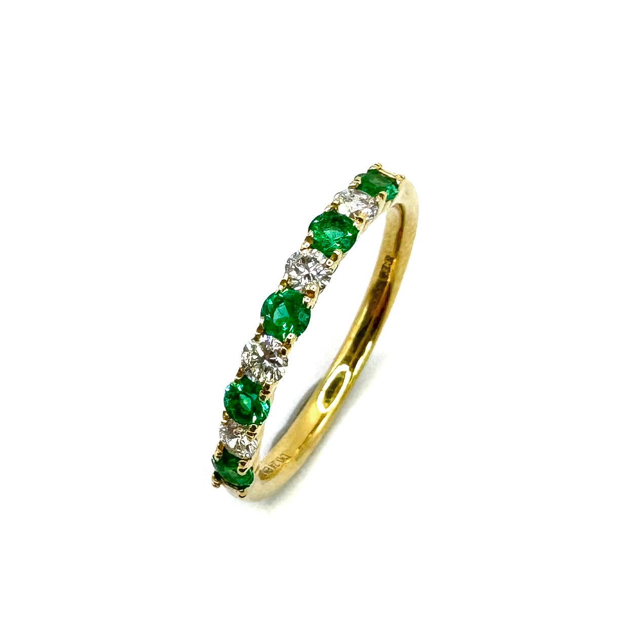 18ct Yellow Gold Emerald & Diamond Ring
