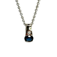 Second Hand 18ct White Gold Sapphire & Diamond Pendant