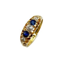 Second Hand 18ct Yellow Gold Burmese Sapphire & Diamond Ring