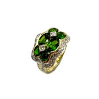Second Hand 18ct Yellow Gold Tsavorite & Diamond Ring