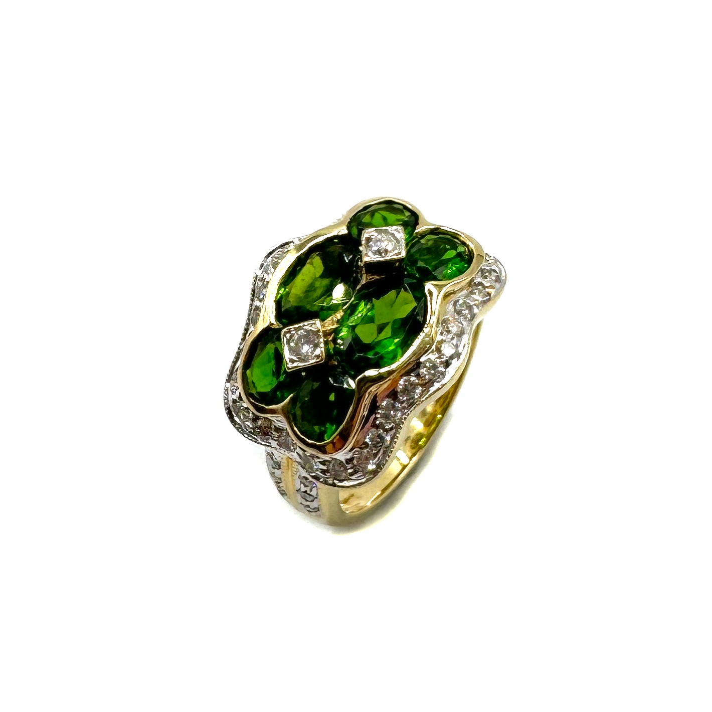 Second Hand 18ct Yellow Gold Tsavorite & Diamond Ring