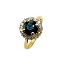 Second Hand 18ct Yellow Gold Australian Sapphire & Diamond Ring