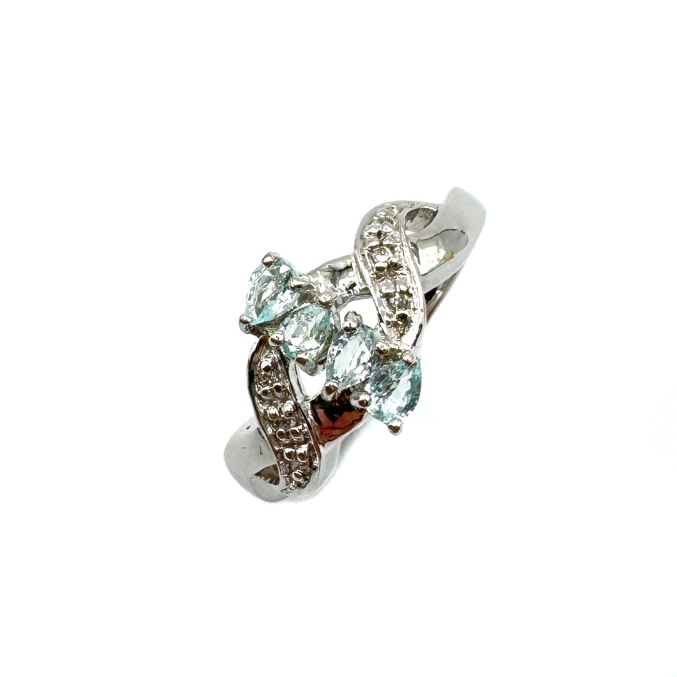 Second Hand 18ct White Gold Aquamarine & Diamond Ring
