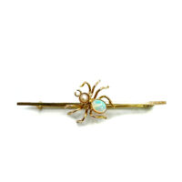 Second Hand 9ct Yellow Gold Opal & Seed Pearl ‘Spider’ Brooch