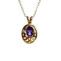 Second Hand 9ct Yellow Gold Amethyst Pendant