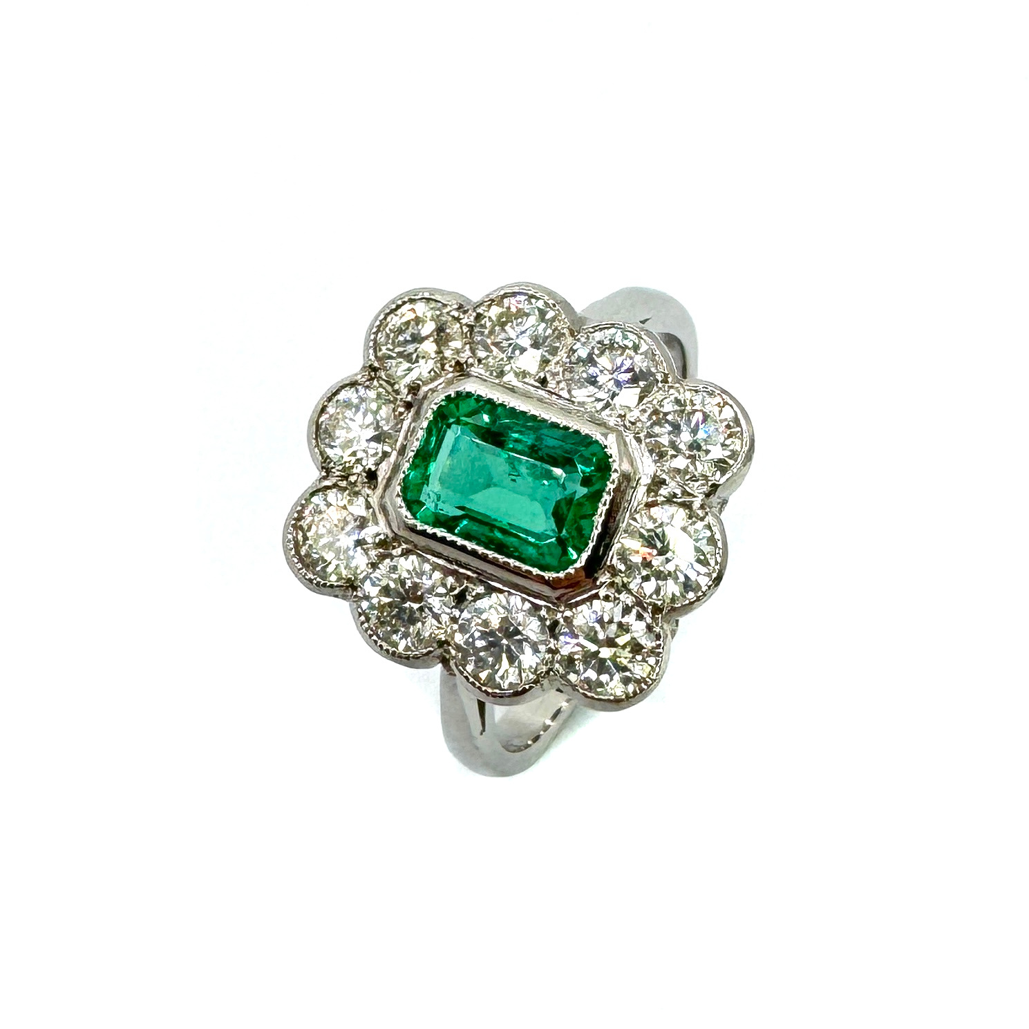 Platinum Columbian Emerald & Diamond Ring