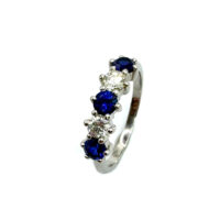 Platinum Diamond & Sapphire 5 Stone Ring
