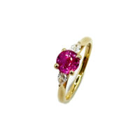 18ct Yellow Gold Pink Sapphire & Diamond Ring