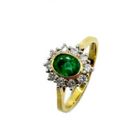 18ct Yellow Gold Emerald & Diamond Ring