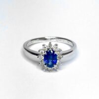 18ct White Gold Sapphire & Diamond Cluster Ring