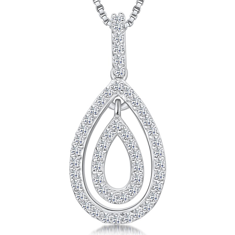 Silver Cubic Zirconia Drop Pendant