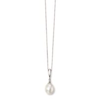 9ct White Gold Pearl & Diamond Pendant