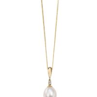 9ct Yellow Gold Pearl & Diamond Pendant
