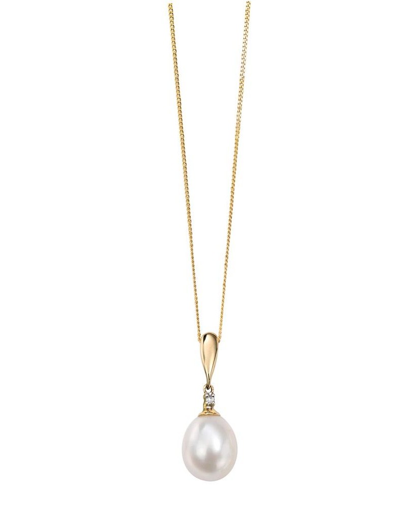9ct Yellow Gold Pearl & Diamond Pendant